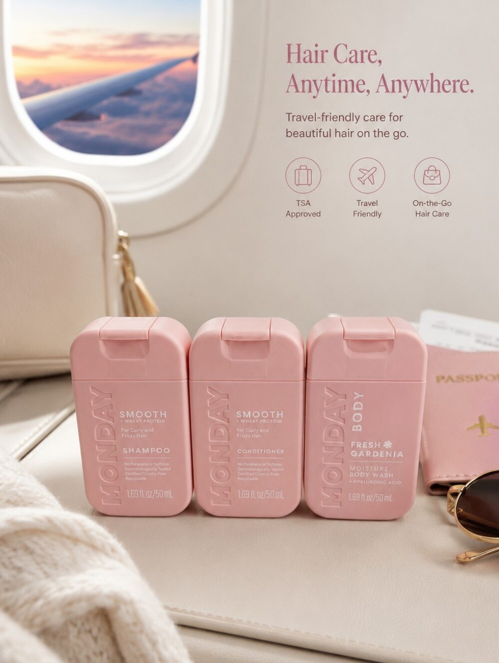 MONDAY TRAVEL FRIENDLY TOILETRY 3-PIECE SET FOR CURLY & FRIZZY HAIR